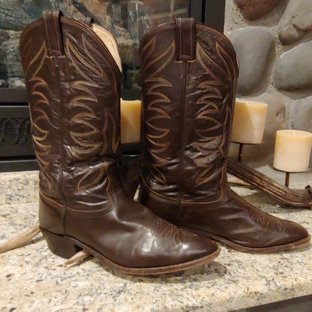 Nocona Chestnut Brown Leather Cowboy Boot